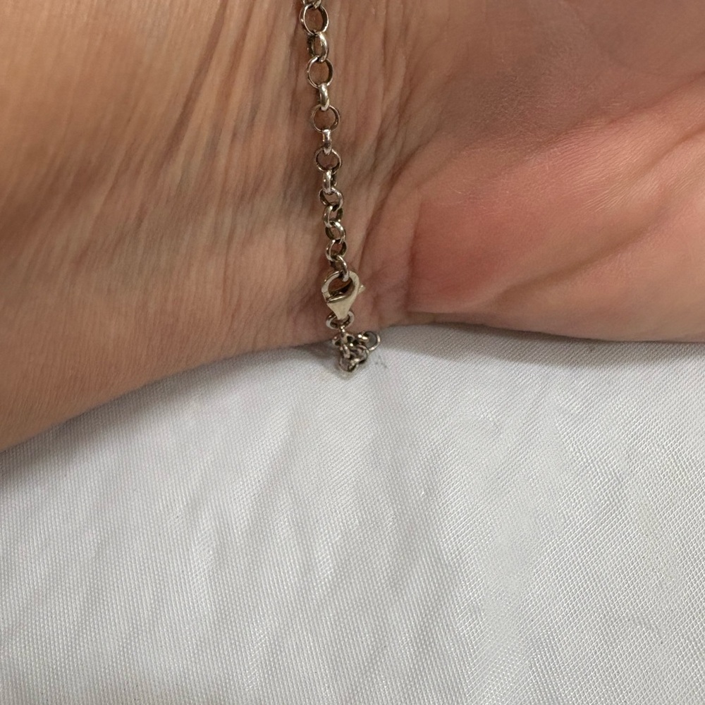 Sterling Silver Evil Eye Glass Bead Chain Bracelet 7.25” - Picture 5 of 9